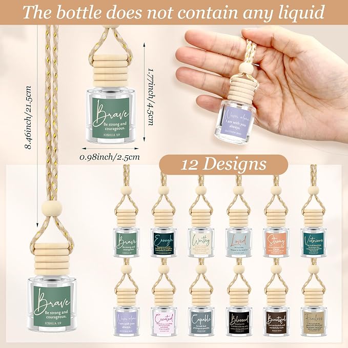 Funnymoom 36 Pack Fathers Day Church Gifts Bulk Christian Empty Hanging Car Diffuser Bottles Essential Oil Air Fresheners Christian Gifts for Women Men Dad Religious Party Favors (Cylindrical)