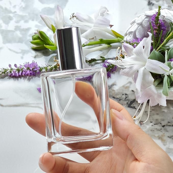 50ml/1.7 Oz Glass Spray Bottle Perfume Atomizer,Travel Refillable Perfume Bottles Empty Classic Spray Bottle 2Pack (Silver, 50ml)