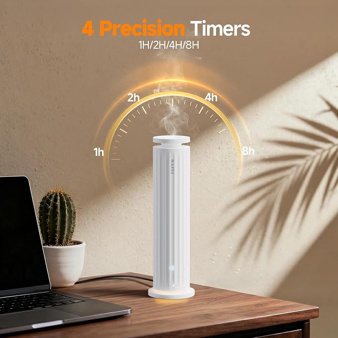 FEPPO Waterless Diffuser – Diffuser for Home, Hotel, Office | Essential Oil Diffuser Starter Kit with 5×20mL Hotel Scent Oils, 6 Scent Levels, 4 Timer Modes, Quiet Diffuser, 1000+ Sq Ft