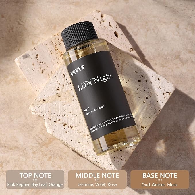 Hotel Diffuser Oil LDN Night - The Iconic 5-Star Hotel Coastal Blend - Lemon Bergamot Sea Breeze - 120 mL Premium Fragrance Oil for Ultrasonic and Waterless Diffusers and Crafting