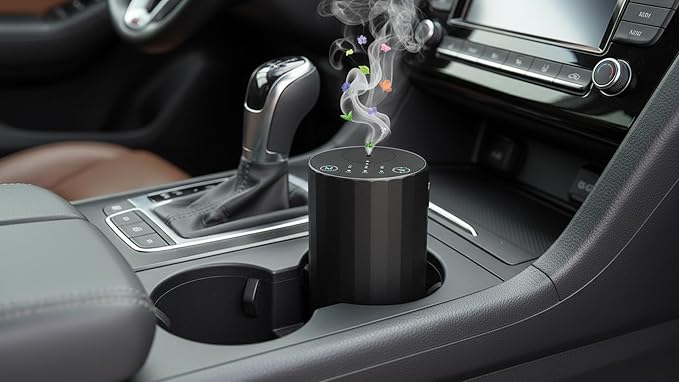 Waterless Essential Oil Diffuser Aromatherapy Scent Diffusers for Home Large Room, Bedroom, Car, Office, Desk, Battery Operated Mini Portable Air Freshener (Black)