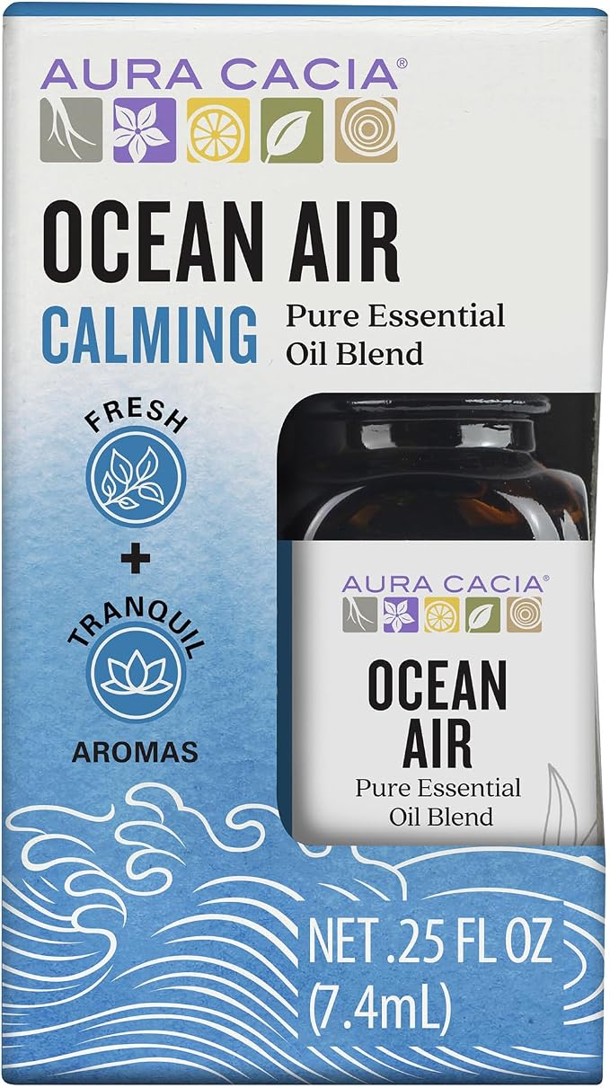 Aura Cacia Ocean Air Essential Oil Blend, Boxed 0.25 fl. oz. - Light Aroma, No Synthetic Fragrances