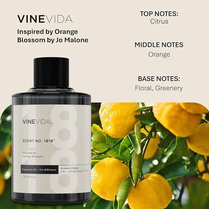 VINEVIDA [16 Oz] Inspired by: Orange Blossom; Diffuser Oil Refill | Premium Scent Diffuser Oil for Home | Non-Toxic Fragrance