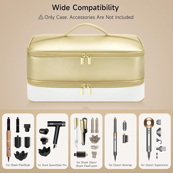Travel Hair Dryer Case for Shark Glam, Portable Hair Tools Bag for Shark FlexFusion, Double-Layer Storage Carrying Case for Shark FlexStyle Blow Dryer, Silki Straightener & Glossi Attachments Holder