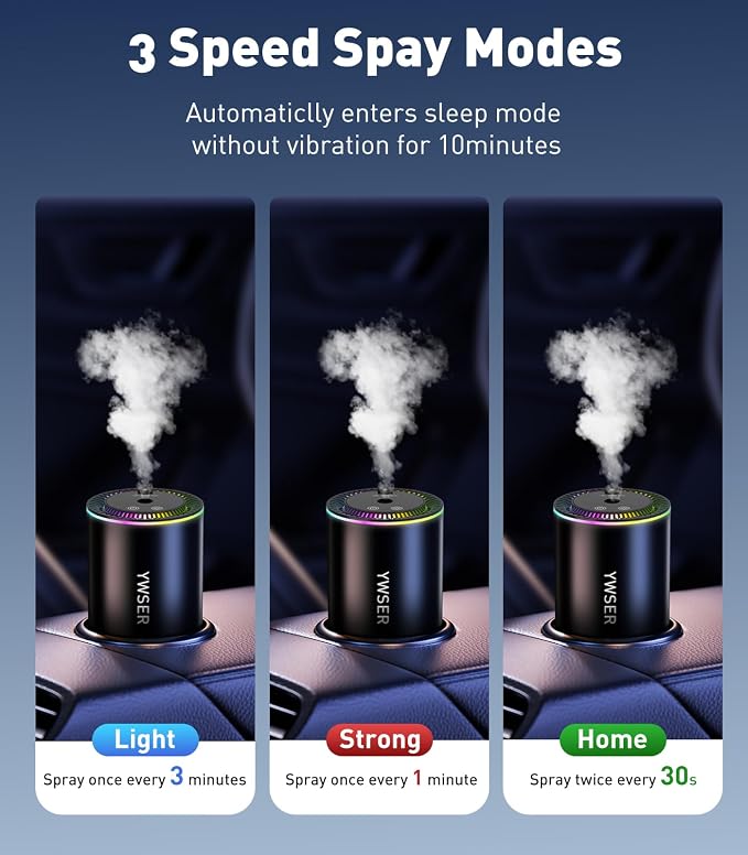 Smart Car Air Freshener, Car Air Freshener Diffuser with Starry Sky Projection and 50ml Perfume, Auto On/Off Intelligent, 3 Mode Adjustable Rechargeable Aroma Diffuser, Cologne