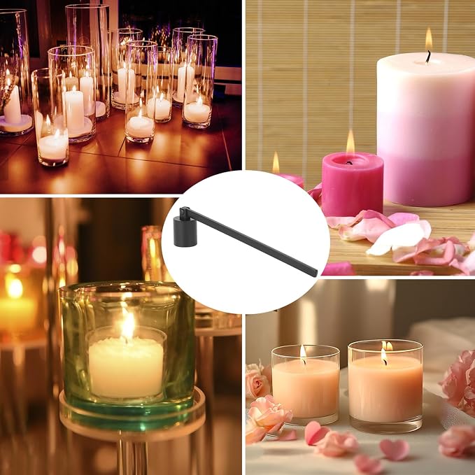 6 Pack Black Candle Snuffer Vintage, Premium Stainless Steel Wick Flame Extinguisher, 6.3 Inch Long Handle, Elegant Design for Scented Candles, Perfect Candle Accessory for Candle Lovers