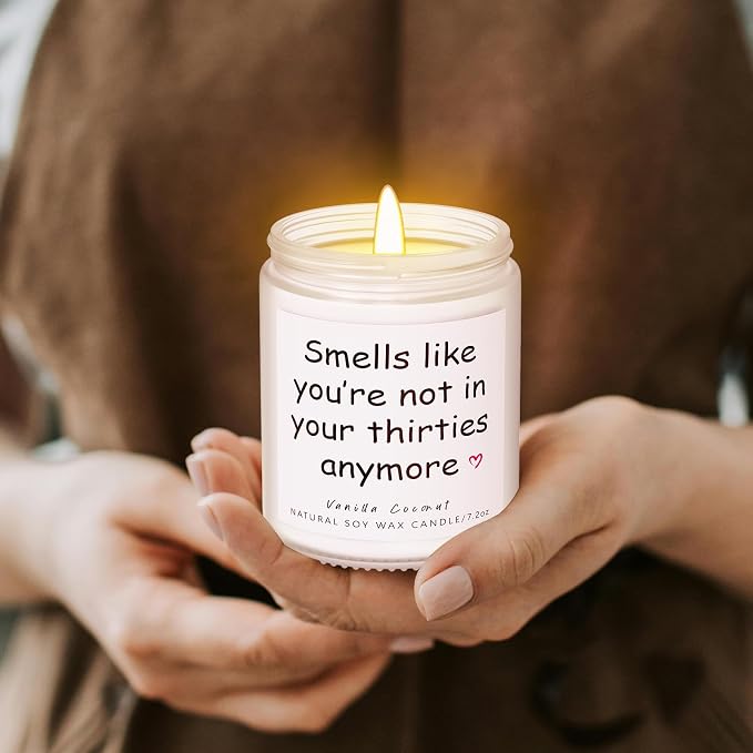 Lihome 40th Birthday Gifts for Her Him– Funny Birthday Candle & Decorations, Best Friend Gift Idea – Natural Soy Wax Vanilla Coconut Scented Candle (7oz)