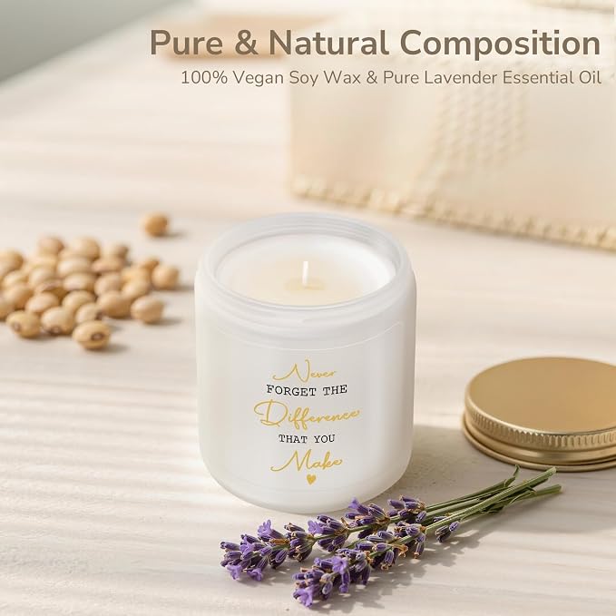 Thank You Gifts for Women - Inspirational Appreciation Gift for Teachers, Farewell Birthday Retirement Gifts for Friend Women Coworkers Nurses Boss Employees Men - Lavender Scented Candle 7oz