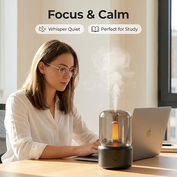 LONCIN Essential Oil Diffuser, 120ml Aromatherapy Diffuser with Auto Shut-Off Function, Ultrasonic Diffusers for Essential Oils, Cool Mist Humidifier with Warm Lights, for Home & Office