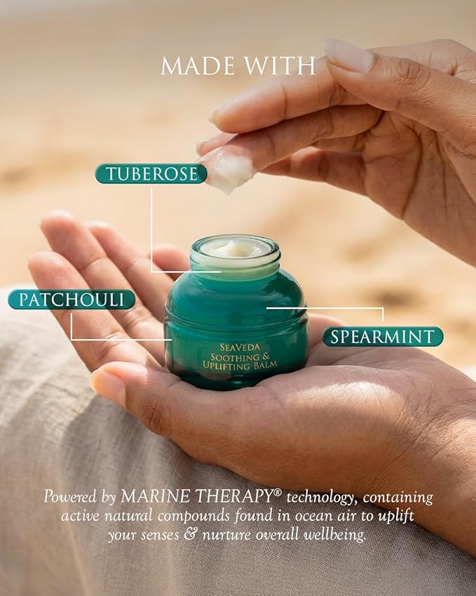 SPA CEYLON SeaVeda Soothing & Uplifting Balm – Citrus, Spearmint & Patchouli Essential Oil Balm, Natural, Vegetarian, Ayurveda, Silicone & Paraben Free, 25g