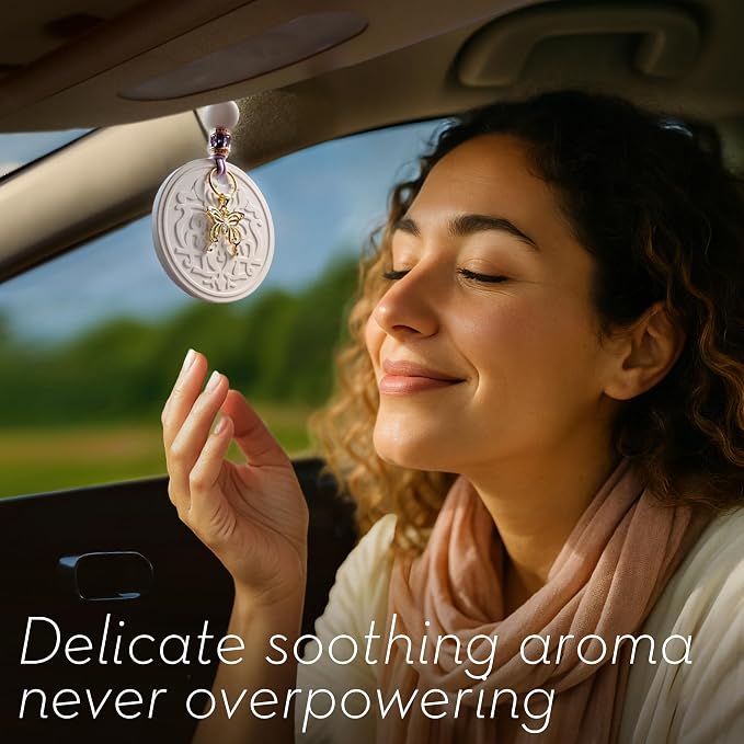 Luxury Car Air Freshener for Women - Refillable & Portable Luxury Fragrance Diffuser - Cute Car Accessories & Interior Decor - Mirror Hanging or Vent Clips - Butterfly Gold Charm, Rose Scent