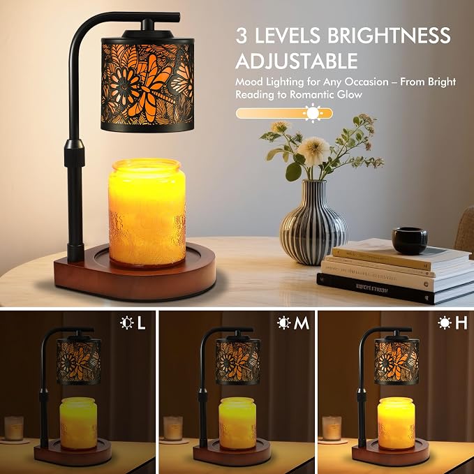 Candle Warmer Lamp with Timer & Dimmer- Electric Wax Melt Warmer with Adjustable Height for Scented Candles, Home Décor Fragrance and House Warming Birthday Gifts for Women Mom