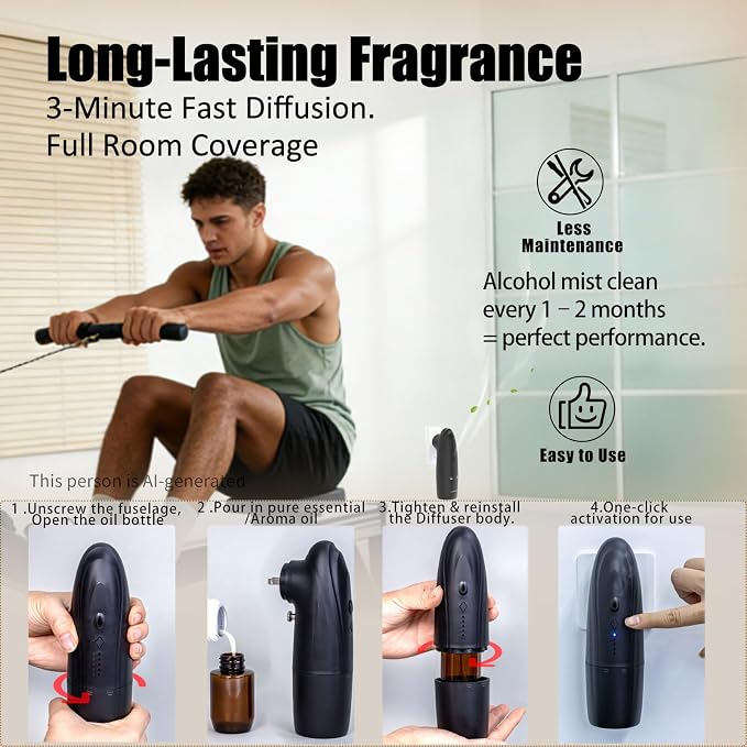 Waterless Smart Oil Diffuser - Bluetooth App Control, Home Scent Diffuser for Office & Large Room, Quiet Aromatherapy Essential Oil Diffuser 5.63oz Oils Gift Set (Ships Separately)