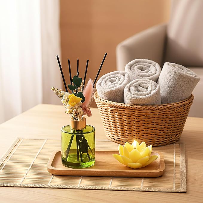 Rtteri 2 Reed Diffuser Sets Flower Oil Diffuser Sticks with Refill Empty 5oz Bottles Scent Glass for Fragrance Home Bathroom Gifts, Oil Not Included (Green Color)