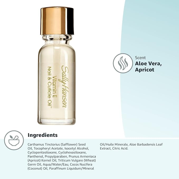 Sally Hansen Vitamin E Nail and Cuticle Oil | 0.45 Fl Oz | Pack of 2
