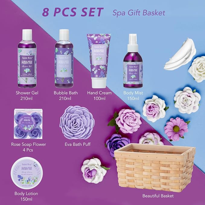 Spa Gifts for Women, Perfume Gift Set for Women Birthday Gifts for Womens Mom Grandma Teacher Nurse, Perfume Bath and Body Gift Basket, Skin Care Set, Spa Kit, Self-Care Set, Home Spa Gift