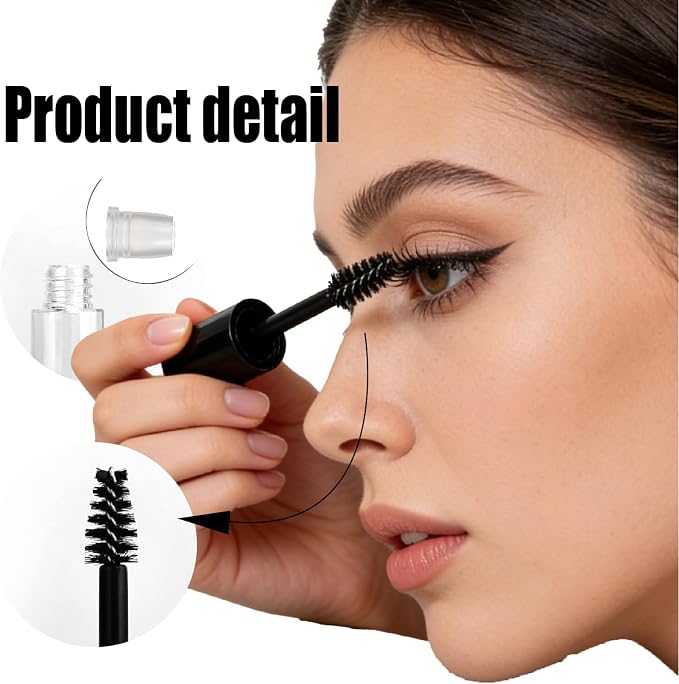 Chedin 30Pcs Empty Mascara Tube and Wand,3ml Mini Eyelash Cream Bottles with Brush Inserts,Small Sample Size Eyelash Care Packing Tube Container for Castor Oil,Home and Travel (Black)