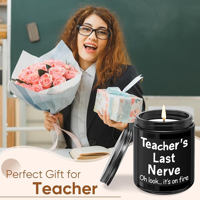 Kedofa Teacher Appreciation Gifts, Teacher Christmas Birthday Retirement Thanksgiving Teachers' Day Gifts - Teacher’s Last Nerve Scented Candle