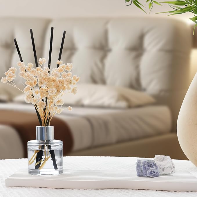 Gardenia Bathroom Diffuser, 1.7 oz Reed Diffuser with Dried Flower for Small Place, Last up to 30 Days