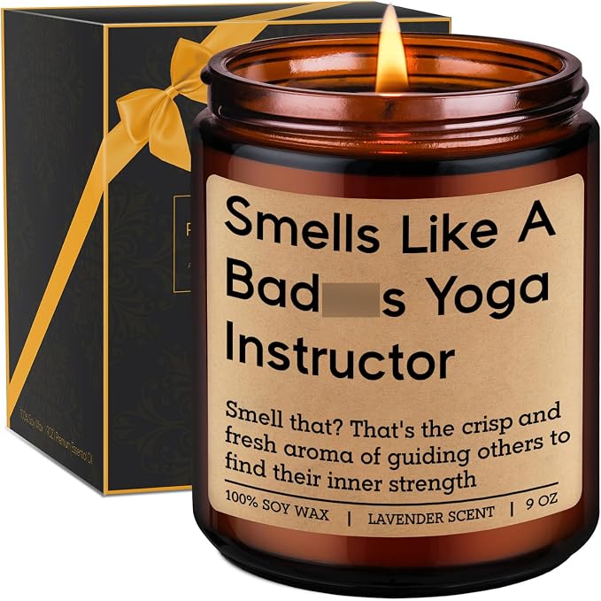 GSPY Scented Candle - Yoga Instructor Teacher Gifts, Yoga Gifts for Women, Men - Funny Meditation, Zen, Birthday, Christmas, Appreciation Ideas for Yogis, Yogic Lovers, Wellness Coach, Friend, Mom