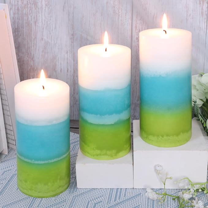 Mint Scented Pillar Candles - 3x6 inch Aromatherapy Candles, Long Lasting 70+Hours Clean Burning, Perfect for Meditation Spaces, Home Offices
