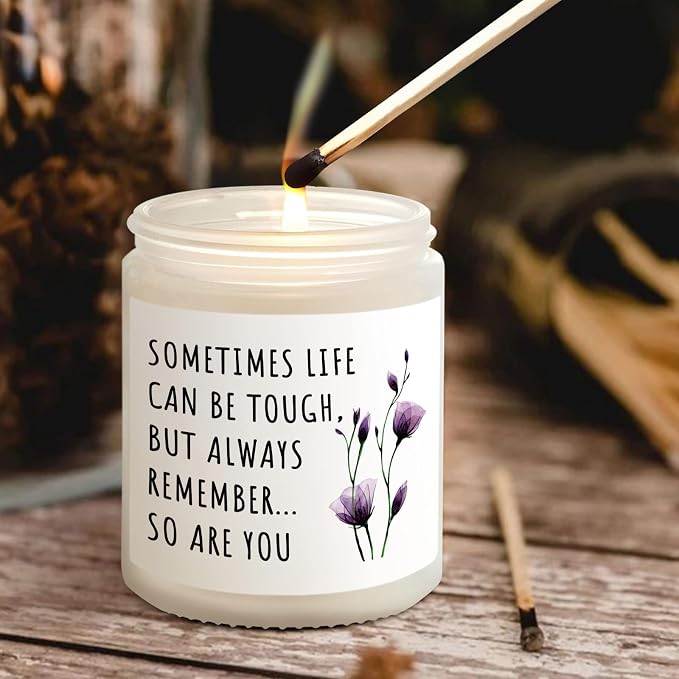 Shqiueos Get Well Gifts for Women, Inspirational Candle 7oz, Cancer Care Gifts for Women, Sympathy Gift, Cheer up, Comfort, Surgery Recover, Encouragement Lavender Scented Handmade Candle