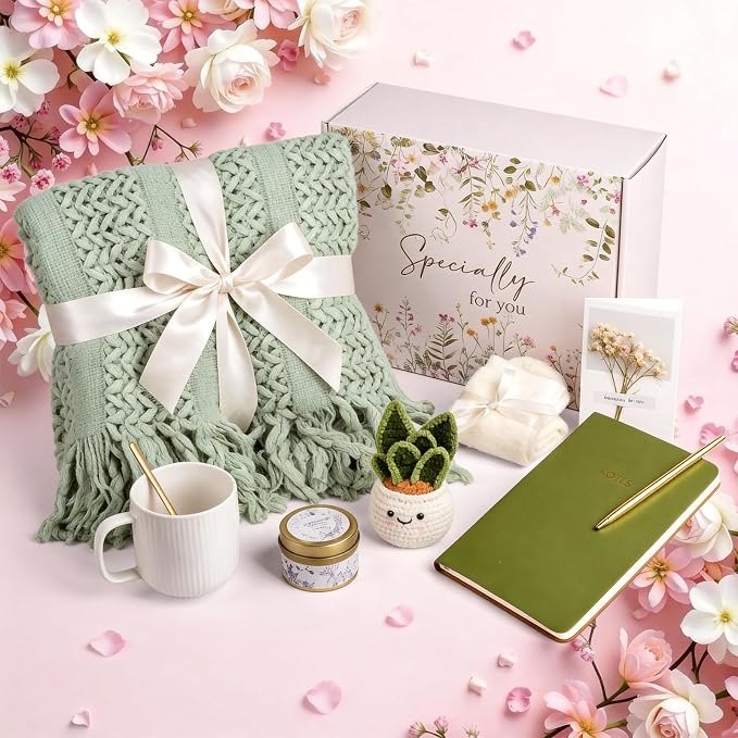 Gift Baskets for Women, Birthday Gifts for Women, Self Care Gift Baskets Care Package, Thank You, Get Well, Sympathy Inspirational Friendship Gifts for Mom, Grandma, Sister,Friends, Girls (Sage Green)