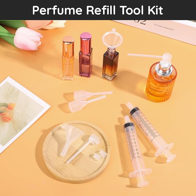 Segbeauty 10ml Perfume Refill Kit Transfer Pump, 0.34oz Large Plastic Perfume Travel Refill Tools, Dispenser Pump Funnel for Refill, 8pcs Dropper Extractor Set for Refillable Cologne Perfume Atomizer