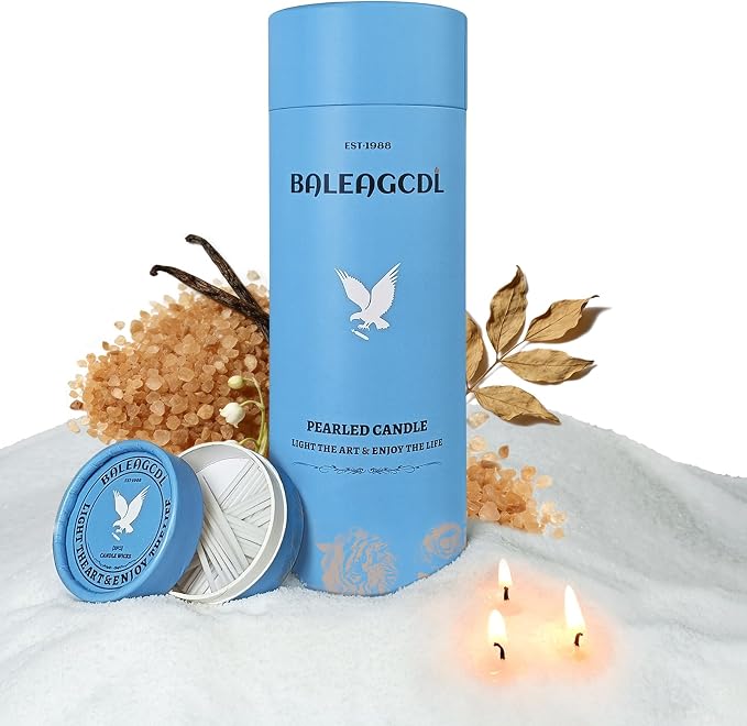 Calm Musk Blanc Pearled Candle 18 Oz with 30 Wicks - Musk Scented Sand Candles White Refillable Wax Lasts Up to 120 Hours Smooth and Clean Burning for Candle Making DIY