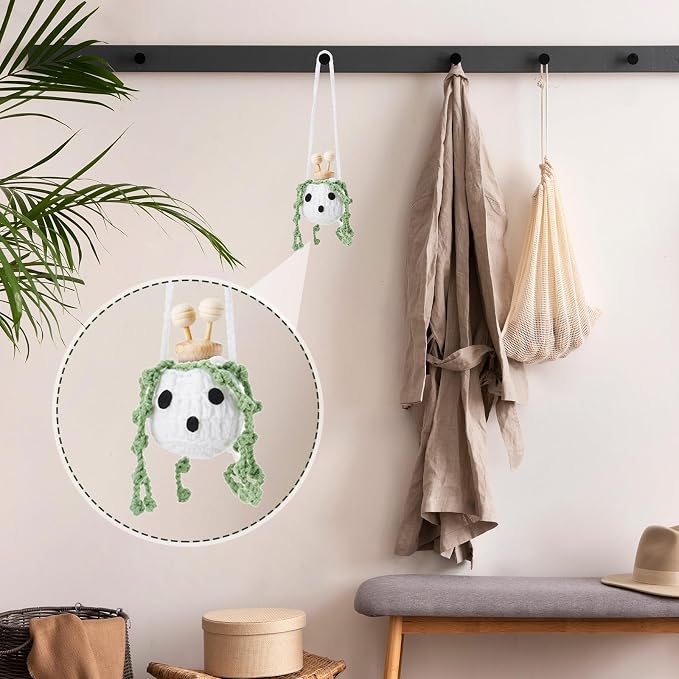 Leelosp 7 Pcs Nightmare Crochet Decoration Christmas Hanging Car Air Freshener with Empty Refillable Oil Diffuser Bottle Knitted Handmade Cute Car Interior Charm Ornament(8 ml, Ghost)