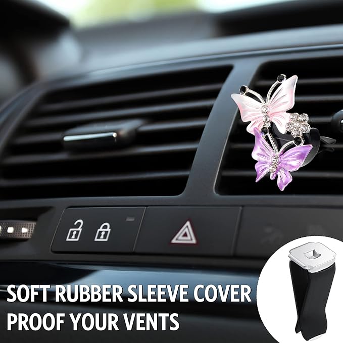 100 Pcs Metal Car Air Vent Clips with Plastic Slot Head Auto Freshener Clips Perfume Clip Replacement Air Conditioner Outlet Clips for Office Home, Black, 40 x 24 mm