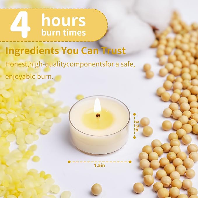 12 Pack Beeswax Tealights Candles, Rose Scented Tea Light Candle, 4 Hours White Tea Scented, Soy & Beeswax Candles with Essential & Natural Oils for Home & Party (Rose)
