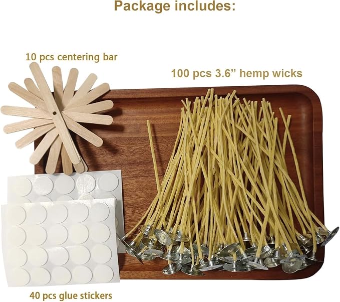 150 PCS 3.6 inch Hemp Candle Wicks for Candle Making 2.5mm Beeswax Candle Wicks Thick Candle Wicks Hemp Wicks Candle Wick Butter Candle Making Wicks