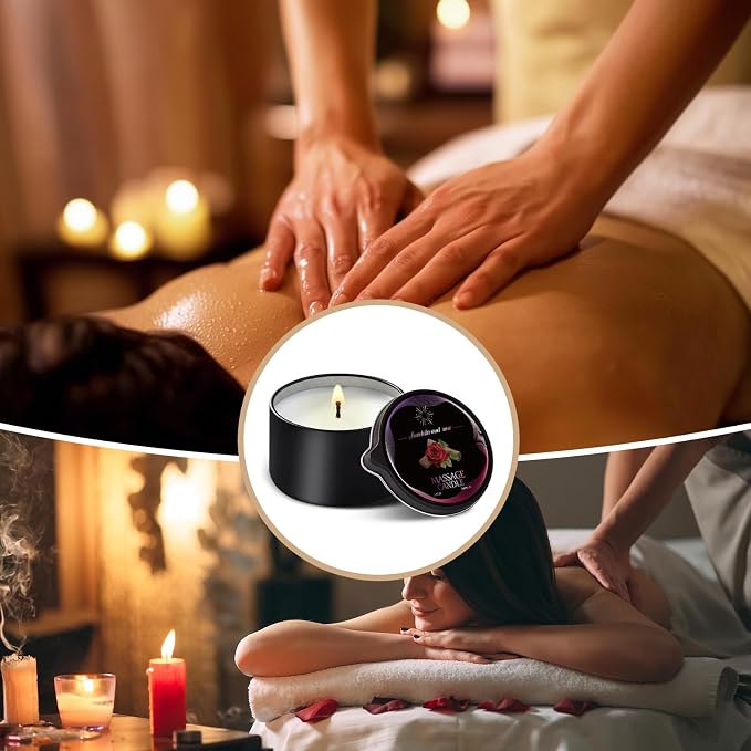 6 Pack Massage Candle Set, Low Temp Scented Massage Oil Candles, Soy & Coconut Oil Based Candles for Home Spa Relaxation