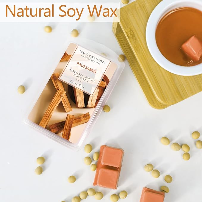 SCENTORINI Wax Melts, Summer Scents Wax Cubes, Palo Santo Scent Wax Melts Strong Scent, Soy Scented Wax Melts for Warmer, 2 x 2.5 oz