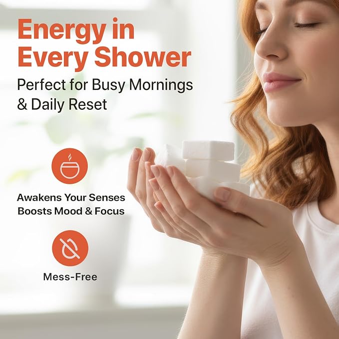 Shower Steamers Aromatherapy - USA Made with Natural Ingredients & Citrus Essential Oil, Long Lasting Shower Bombs for Energy Boost, Gift Set for Women & Men, Spa Gifts & Shower Accessories