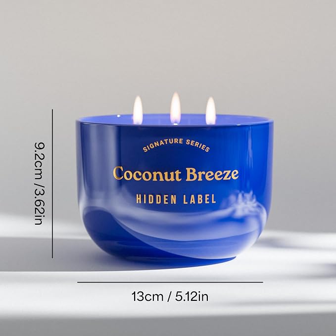 Coconut Breeze Scented Candle, 18oz Natural Soy Wax Non Toxic, 3-Wick Large Candles for Home, Up to 75Hours Long Lasting,Clean Burn Aromatherapy Candle for Home Decor and Housewarming Gifts