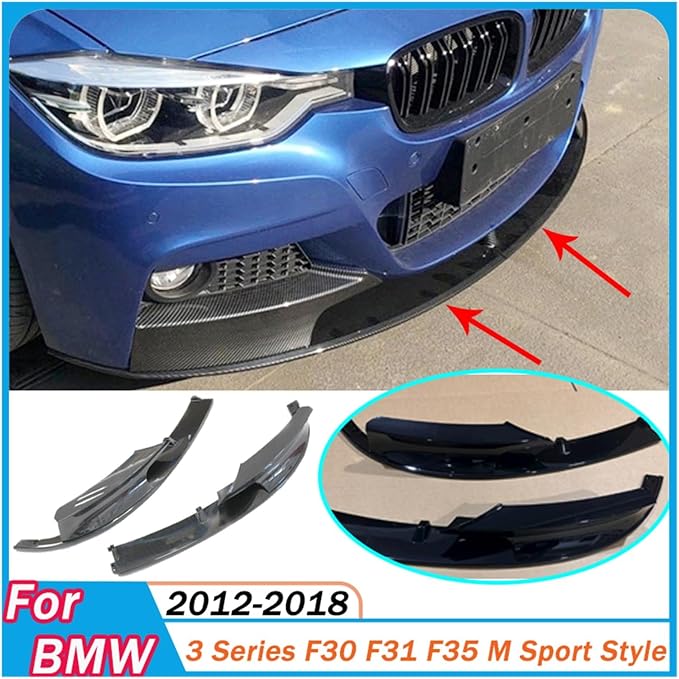 For BMW 3 Series F30 F31 F35 2012-2018 M Sport Car Front Bumper Splitter Spoiler Lip Diffuser Protector Cover Body Kit Exterior(Matte Black)