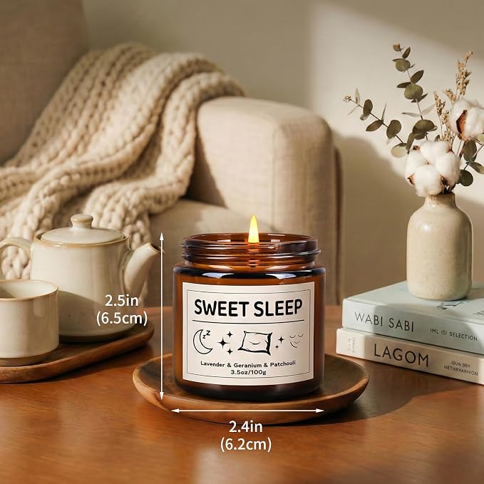 6 Pack Scented Candles Gift Set, 21 oz Natural Soy Wax Glass Jar Sleep Candles for Home, Lavender & Chamomile for Stress Relief, Relaxation Gifts for Women & Men