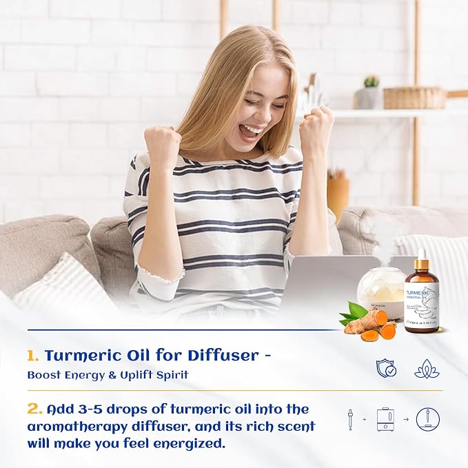 HIQILI 100ML Turmeric Oil for Face Skin Care, Aromatherapy, Use After Dilution- 3.38 Fl Oz