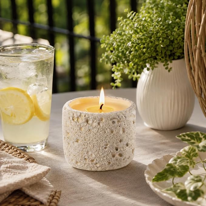 Viyffo 6oz Citronella Candle Outdoor, Small Citronella Candle Indoor, Candles for Home Scented, Non Toxic Soy, Ivory White Ceramic Jar for Patio, Backyard Décor & Camping Gift (12+ Hours Burn)