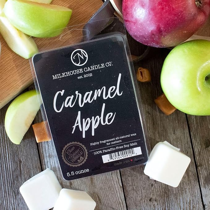 Milkhouse Candle Company Caramel Apple Soy Wax Melts – Apple Slices | Cinnamon | Sweet Vanilla Scented - 5.5 oz, Hand-Poured, Premium Fragrance Oil, Made in the USA