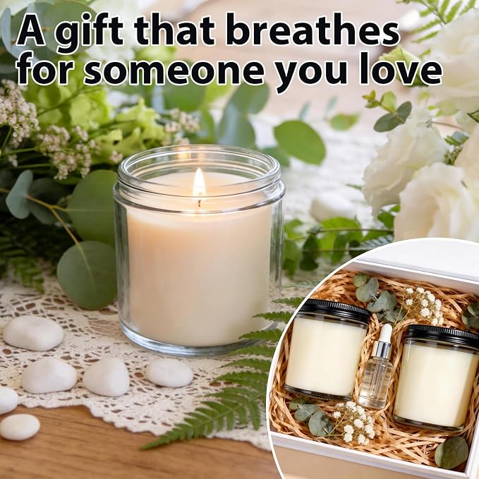 24 PCS 4oz Eucalyptus Scented White Soy Wax Candles | Calming Home Fragrance Gift Set | Bulk Warm Cozy Favors for Weddings, Housewarmings, Holiday Parties