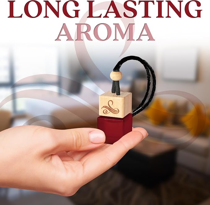 Luxury Amber Saffron Car Perfume | Long Lasting Hanging Air Freshener Diffuser | Odor Neutralising Fragrance Oil Scent | Premium Car Accessories Interior | Elegant Automotive Fragrance Oil Refresher
