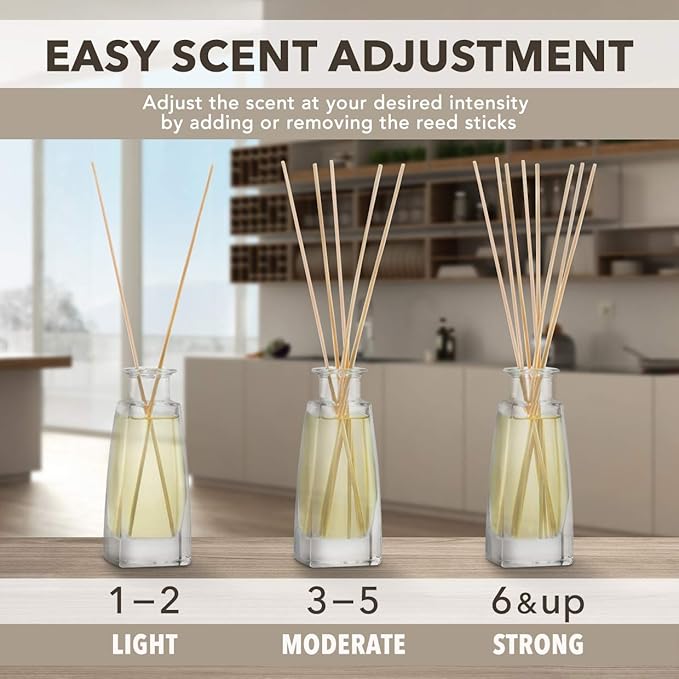 Reed Diffuser with Natural Essential Oil Vanilla 3.4 Fl Oz (100ml) - Scented Reed Diffuser - Gift Set with Bamboo Sticks - Best for Aromatherapy - SPA - Home - Office - Fitness Club