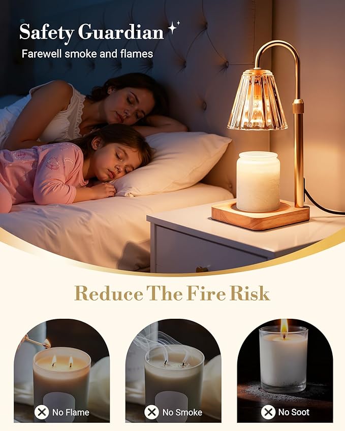 Marycele Candle Warmer Lamp with Timer for Yankee Candles, Adjustable Height Wax Melt Warmer, Birthday Gifts for Mom Women Sister, Vintage Amber Glass Lamp, Thanksgiving Decorations for Home Decor