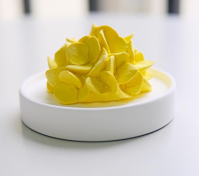 Essential Oil Passive Flower Diffuser -Non-Electric Peony Flower Porcelain Aromatherapy Diffusers for Small Mini Room, Desk Decorative, Bathroom (Yellow, Hydrangea)