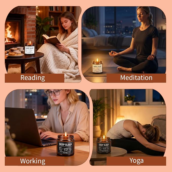 6 Pack Sleep Scented Candles Gift Set, Sleep Candle for Women Men, 3.5oz Natural Soy Candles for Home Scented, Stress Relief Candles Set, Relaxing Candles for Relaxation & Home Decor