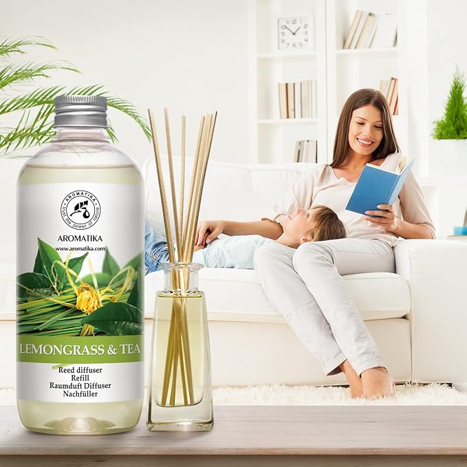 Reed Diffuser Refill Lemongrass - Tea 17.0 Fl Oz - Scented Diffuser - Room Diffuser Refill with Scent - Room Freshener - Home Fragrance - Scented Diffusers - Home Fragrance