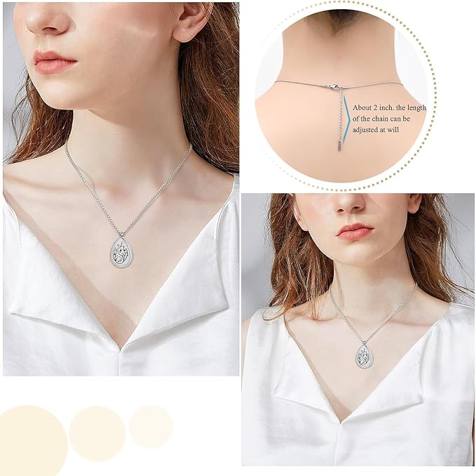 Tree of Life - Stainless Steel Teardrop Aromatherapy Essential Oil Diffuser Necklace Locket Necklace Pendant-Customize